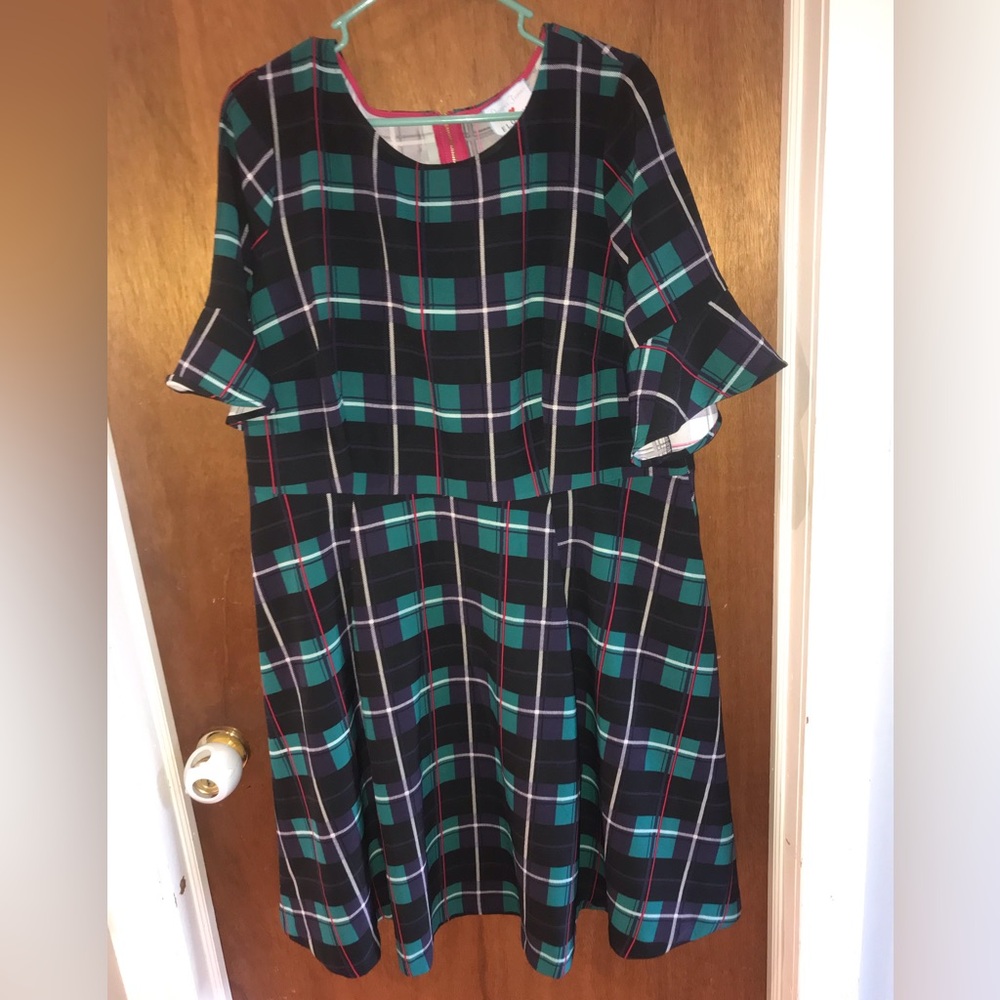 Draper James Eloquii Plaid A-Line Dress with Flutter Sleeves Size 18